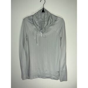 UA Under Armour Small Fitted Cowl Neck Pullover lightweight stretch White Grey